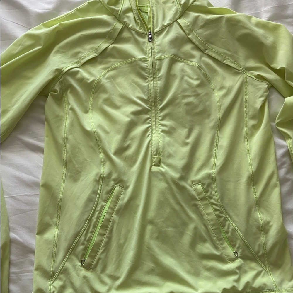 Lululemon Neon Yellow Quarter Zip Hooded Pullover Running Jacket - Picture 4 of 15